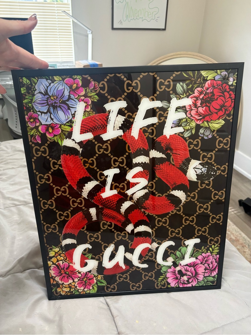 Life Is Gucci Red & Black Snake Wall Art